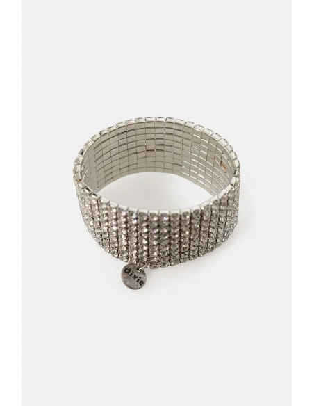 Bracciale Rigido Con Strass A Fascia Larga E Ciondolo Dixie