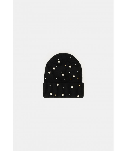 Ribbed Hat With Dixie Decorative Pearls