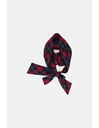 Knotted Tartan Pattern Bandana With Dixie Bow
