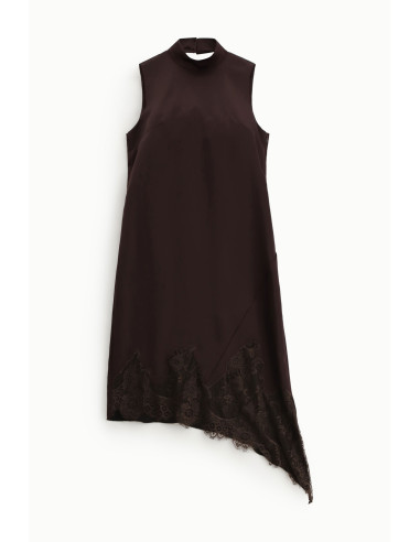 Sleeveless Dress with High Neck and Lace Trim Dixie