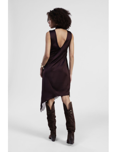 Sleeveless Dress with High Neck and Lace Trim Dixie