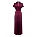 Long Satin V-neck Knotted Waist Rinascimento Dress