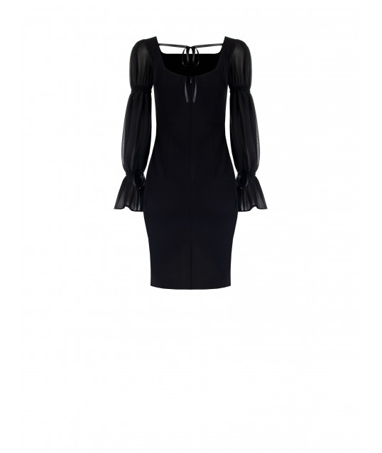 Robe tube courte en crêpe scuba avec manches en géorgette Rinascimento