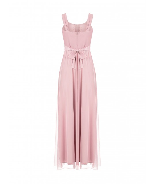 Elasticised Tulle Long Dress With Bow At Back Rinascimento