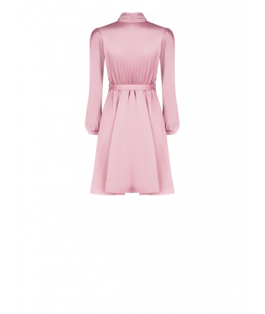 Robe courte en satin avec ceinture rigide à logo et nœud papillon Rinascimento