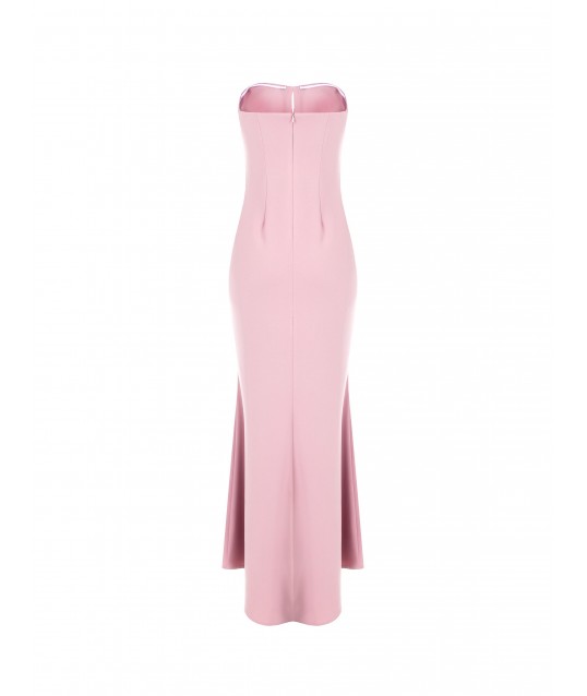 Long Mermaid Scuba Crepe Dress with Jewelled Rinascimento Brooch