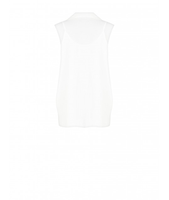 Top large asymétrique en satin avec encolure à anneaux et débardeur intégré Rinascimento