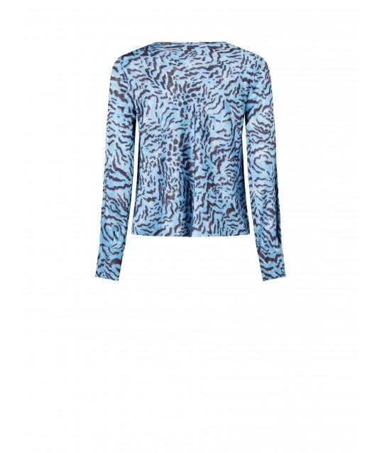 Blusa Ampia In Raso Animalier Con Scollo Drappeggiato Rinascimento