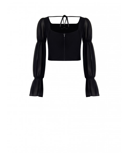 Top In Scuba Crepe Con Maniche In Georgette Rinascimento