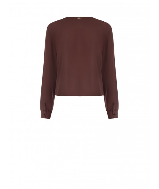 Rinascimento V-Neck Wide and Flowing Satin Blouse