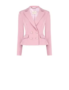 Rinascimento Technical Fabric Double-breasted Fitted Short Blazer Jacket