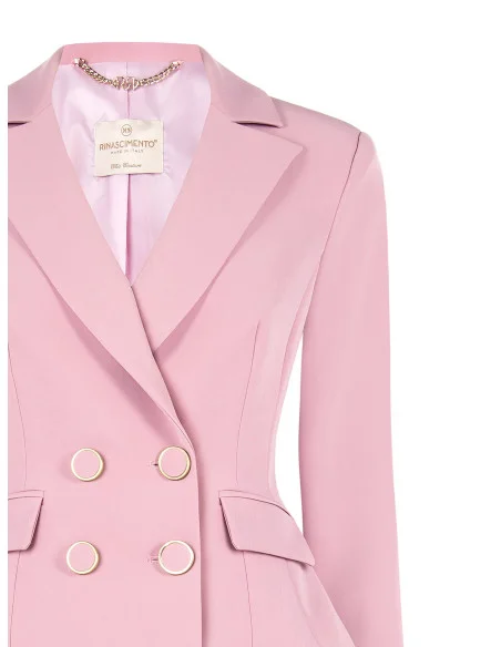 Rinascimento Technical Fabric Double-breasted Fitted Short Blazer Jacket