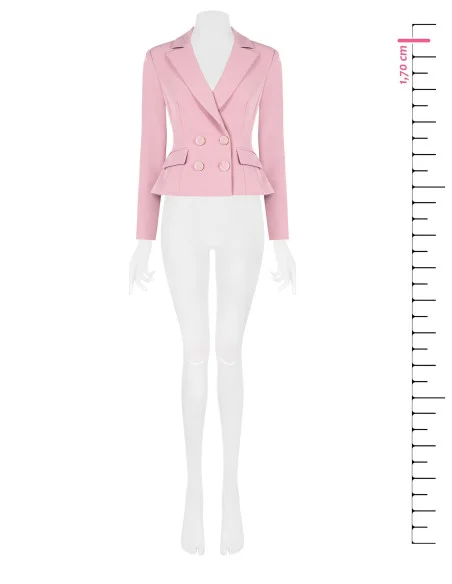 Rinascimento Technical Fabric Double-breasted Fitted Short Blazer Jacket