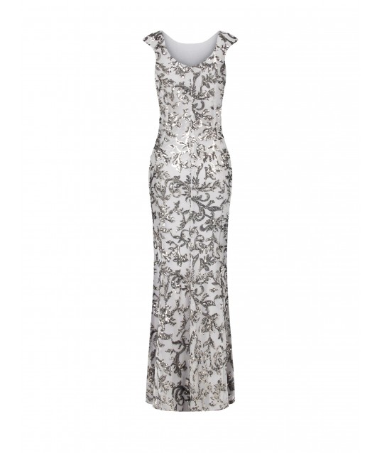 Robe longue sirène en tulle brodée et extensible avec paillettes Rinascimento