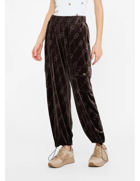 Pantaloni Jogging In Ciniglia Con Logo Liu Jo