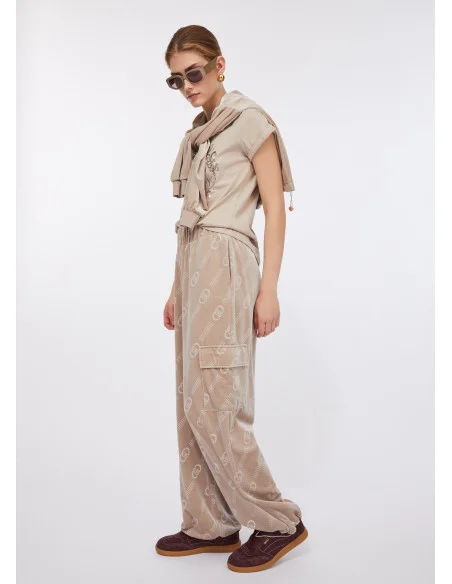 Pantaloni Jogging In Ciniglia Con Logo Liu Jo