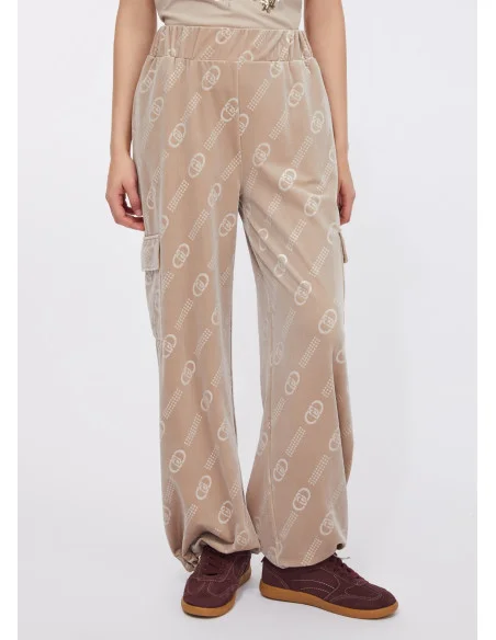 Pantalon de jogging en chenille avec logo Liu Jo