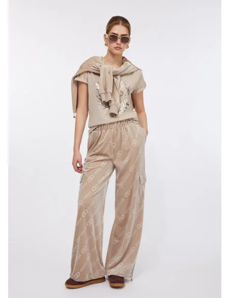 Pantalon de jogging en chenille avec logo Liu Jo