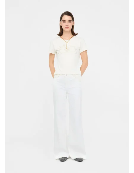 T-shirt Con Stampa Laminata Liu Jo