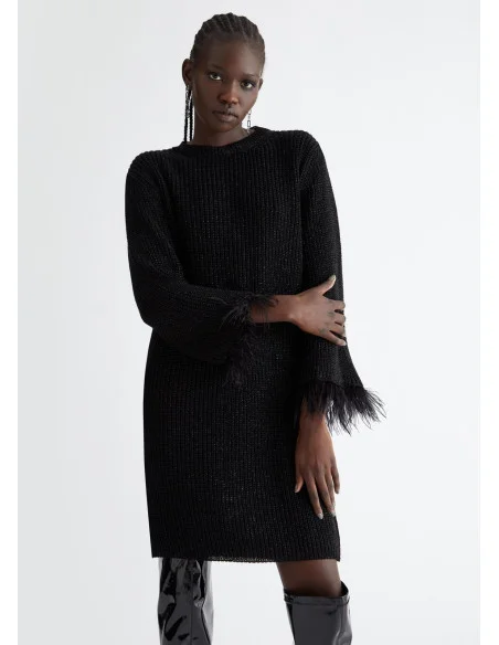 Liu Jo Knitted Dress With Lurex And Feathers