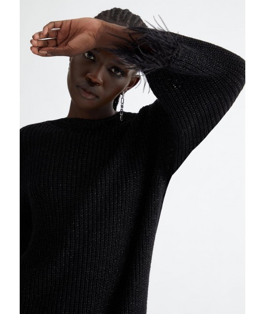 Liu Jo Knitted Dress With Lurex And Feathers