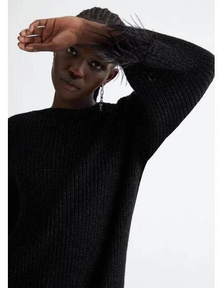 Liu Jo Knitted Dress With Lurex And Feathers