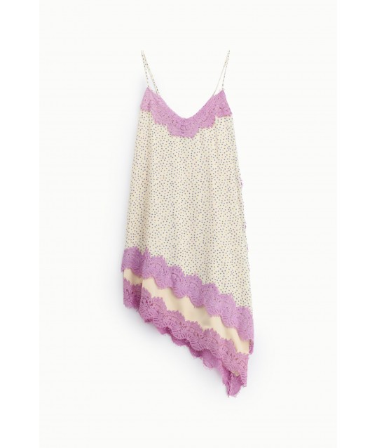 Short Polka Dot Print Dress With Lace Inserts Dixie