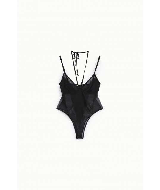 Transparent Bodysuit With Thin Straps And Knot Behind Dixie