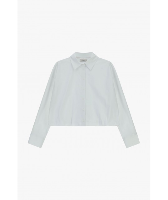 Cropped Shirt With Long Sleeves And Classic Dixie Collar