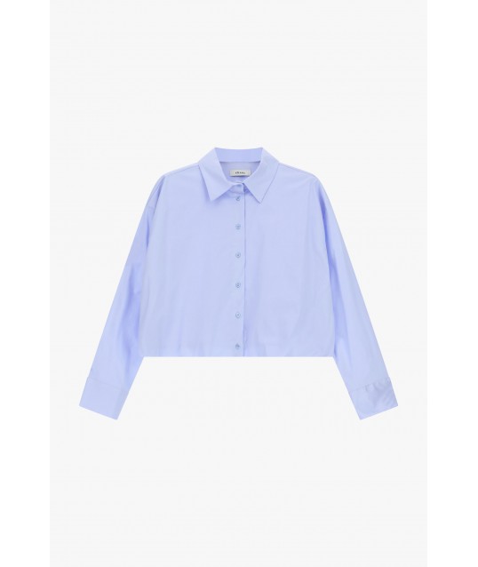 Cropped Shirt With Long Sleeves And Classic Dixie Collar