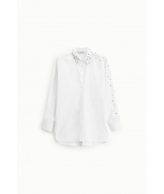 Camicia Lunga Con Borchie, Tasca E Collo A Punta Dixie