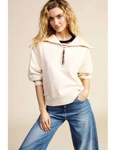 Sweatshirt Zip Neck Polo Neck Long Sleeves Dixie