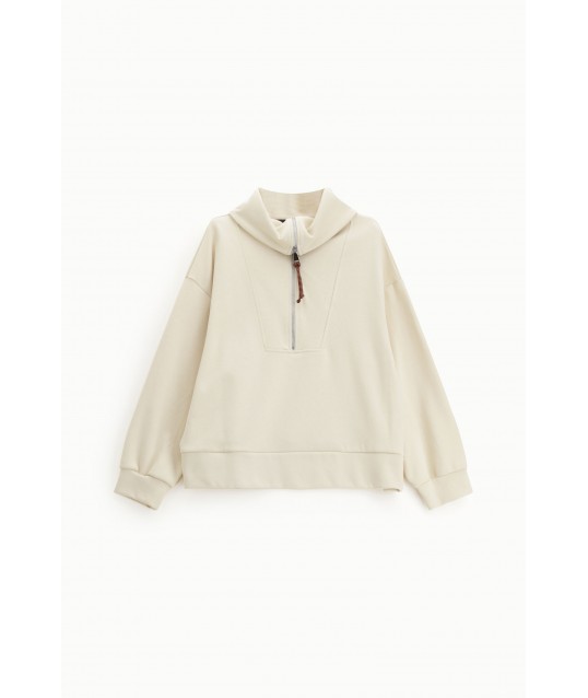 Sweatshirt Zip Neck Polo Neck Long Sleeves Dixie