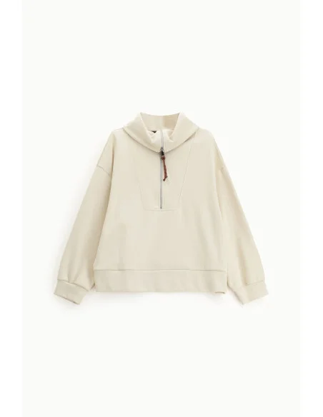 Sweatshirt Zip Neck Polo Neck Long Sleeves Dixie