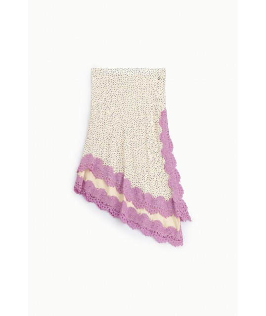 Midi Skirt Print Polka Dot With Lace Trim Dixie