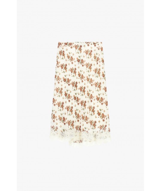 Floral Midi Skirt With Lace Trim Dixie
