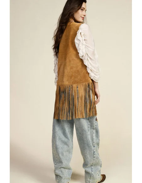 Gilet Con Lunghe Frange E Taglio Dritto Dixie