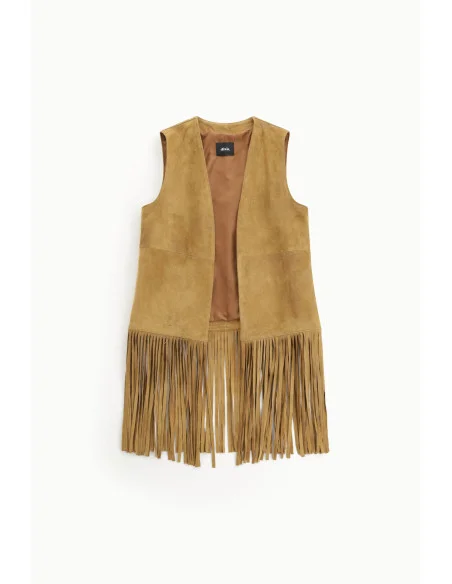 Gilet à longues franges et coupe droite Dixie
