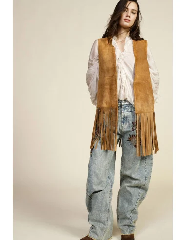Gilet Con Lunghe Frange E Taglio Dritto Dixie