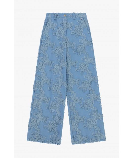 Pantaloni Palazzo Ricamo In Rilievo E Gamba Ampia Dixie