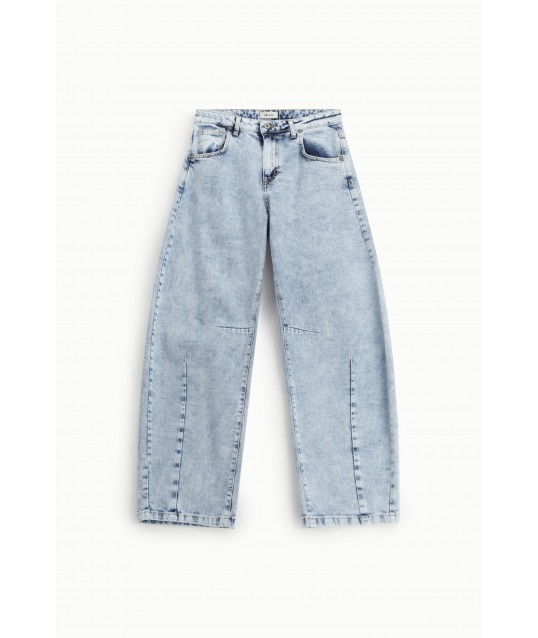 Jeans Gamba Ampia Cuciture Frontali A Contrasto Dixie