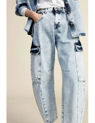 Jeans Balloon Fit Con Tasche Cargo E Cintura Dixie