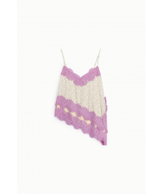 Top Con Spalline Stampa Pois E Profili In Pizzo Dixie