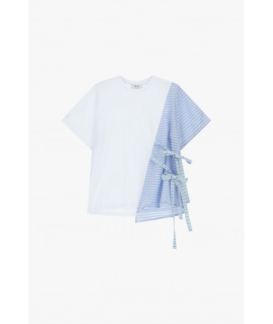 T-Shirt Manica Corta Asimmetrica Con Fiocchi Dixie