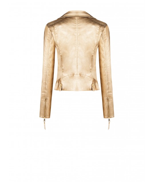 Metallised Imitation Leather Jacket Rinascimento
