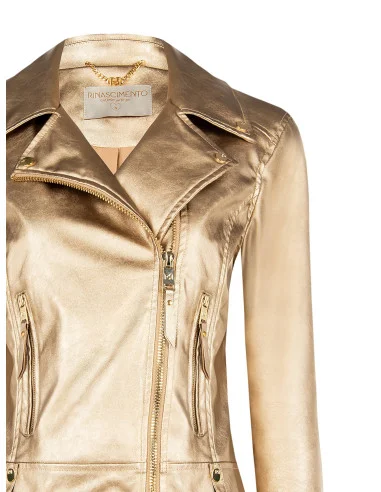 Metallised Imitation Leather Jacket Rinascimento