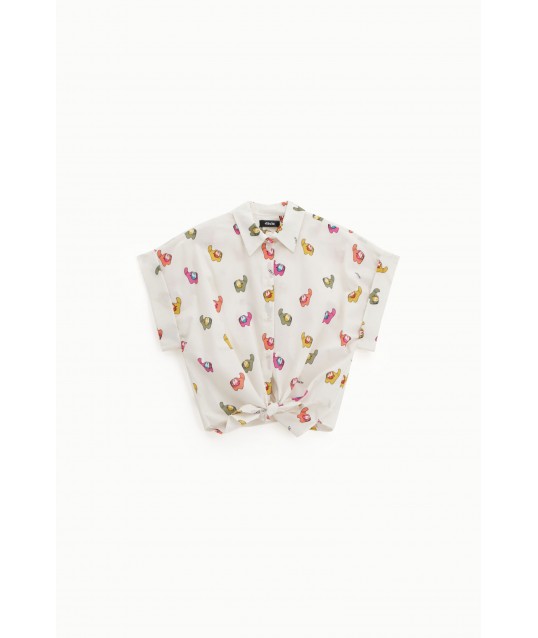 Cropped Shirt Fantasy Print With Front Knot Dixie