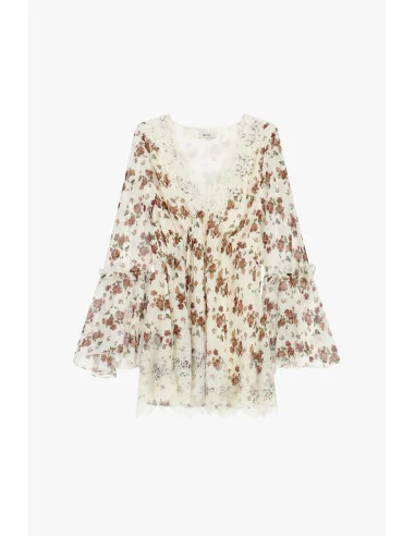 Floral Short Dress with Flared Sleeves Dixie