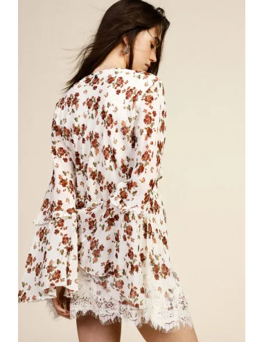 Floral Short Dress with Flared Sleeves Dixie