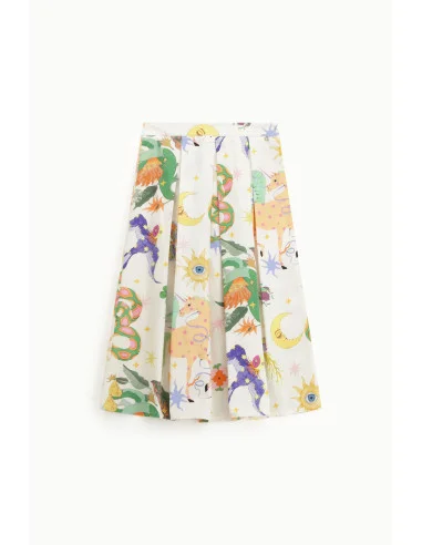 Pleated Skirt with Vibrant Pattern Dixie